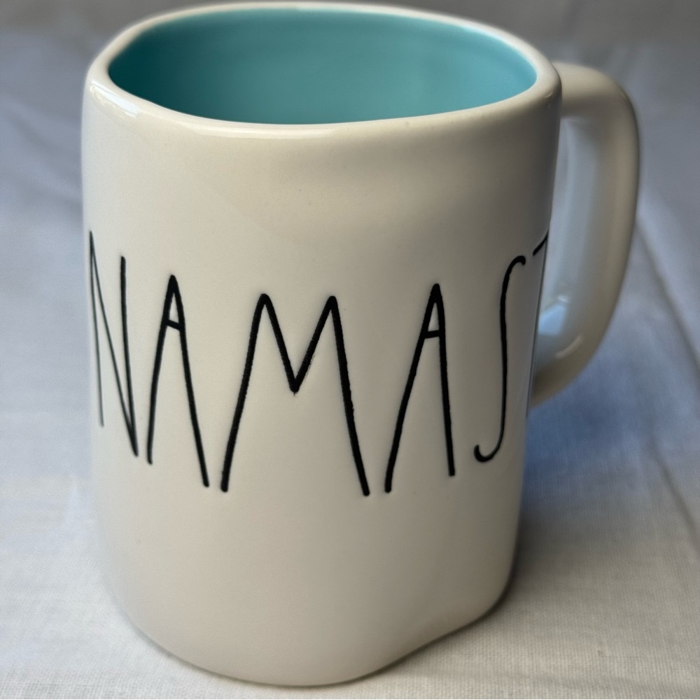Rae Dunn Artisan Collection by Magenta Namaste Mug Cup Blue Turquoise inside